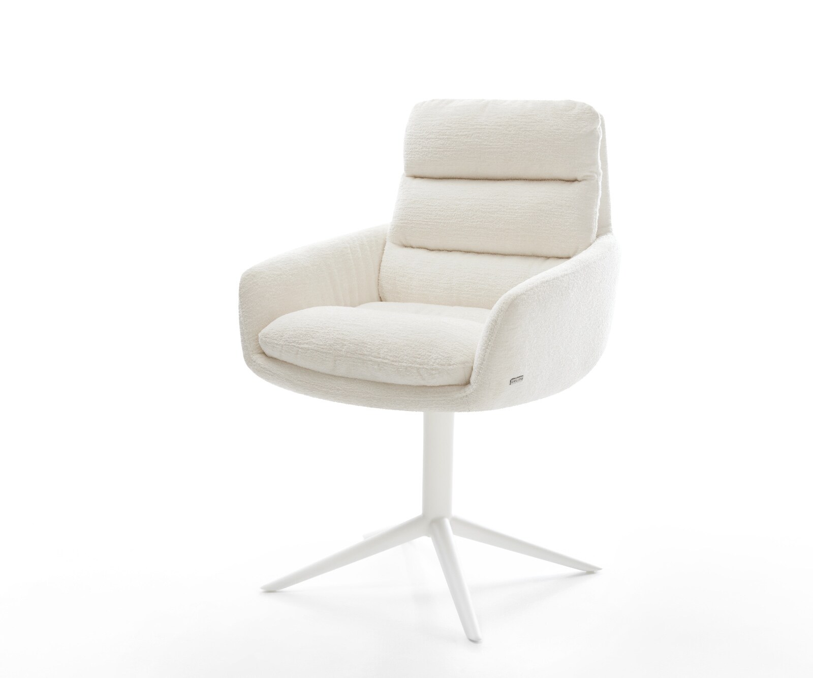 Drehstuhl Abelia-Flex mit Armlehnen Bouclé Soft Beige Fußkreuz Weiß 360° dr günstig online kaufen