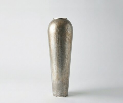 Vase Tavera B27 x T27 x H82 cm Metall Platin Aurum Handgemacht