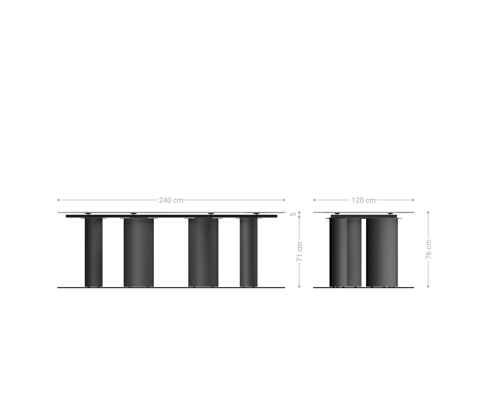 Esstisch Edge Boot 240x120 Reliefglas Perlmutt 3D-Design Pilier Metall Weiß 6