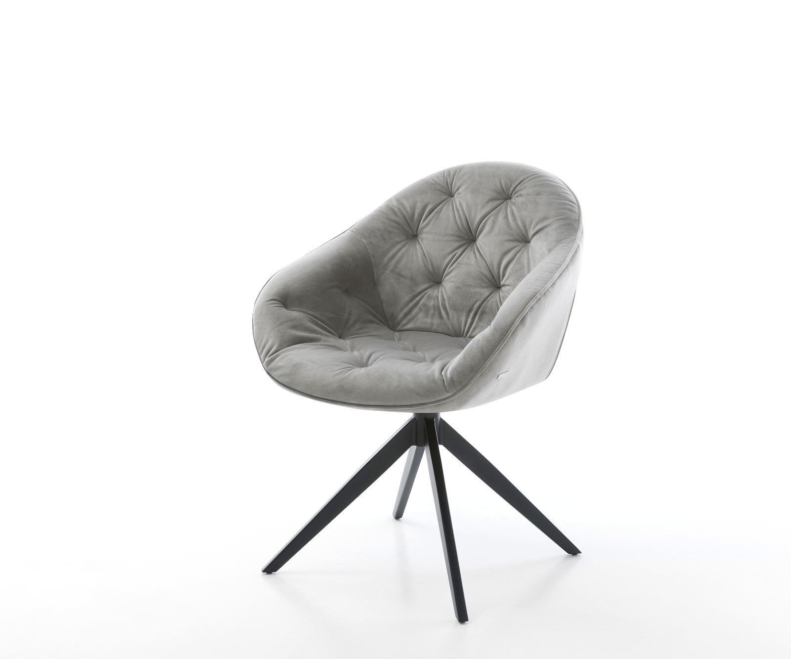 Drehstuhl Gaio-Flex Samt Grau Kreuzgestell breit Schwarz 360° drehbar Wippfunktion Drehstuhl Gaio-Flex Samt Grau Kreuzgestell breit Schwarz 360° drehbar Wippfunktion