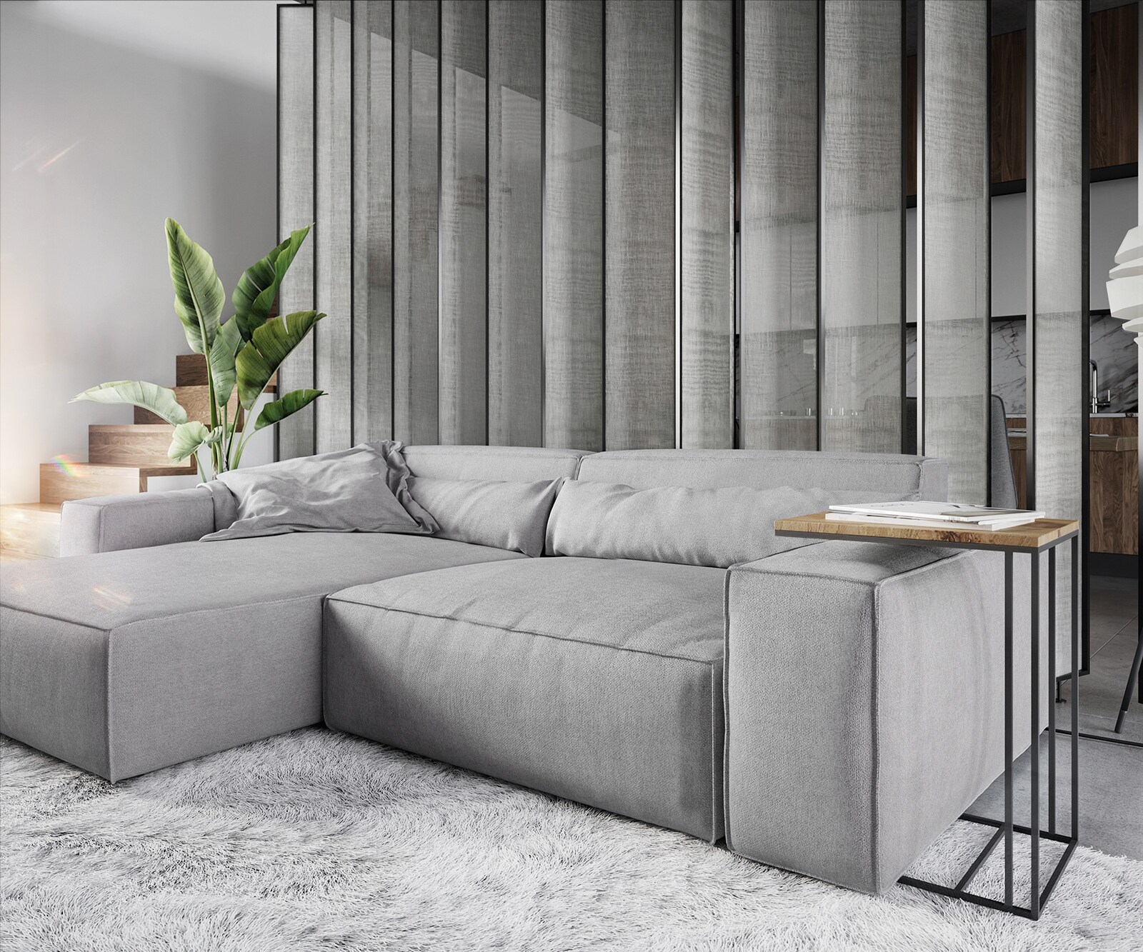 Ecksofa Sirpio XL 270x170 cm Mikrofaser Grau Recamiere variabel 4