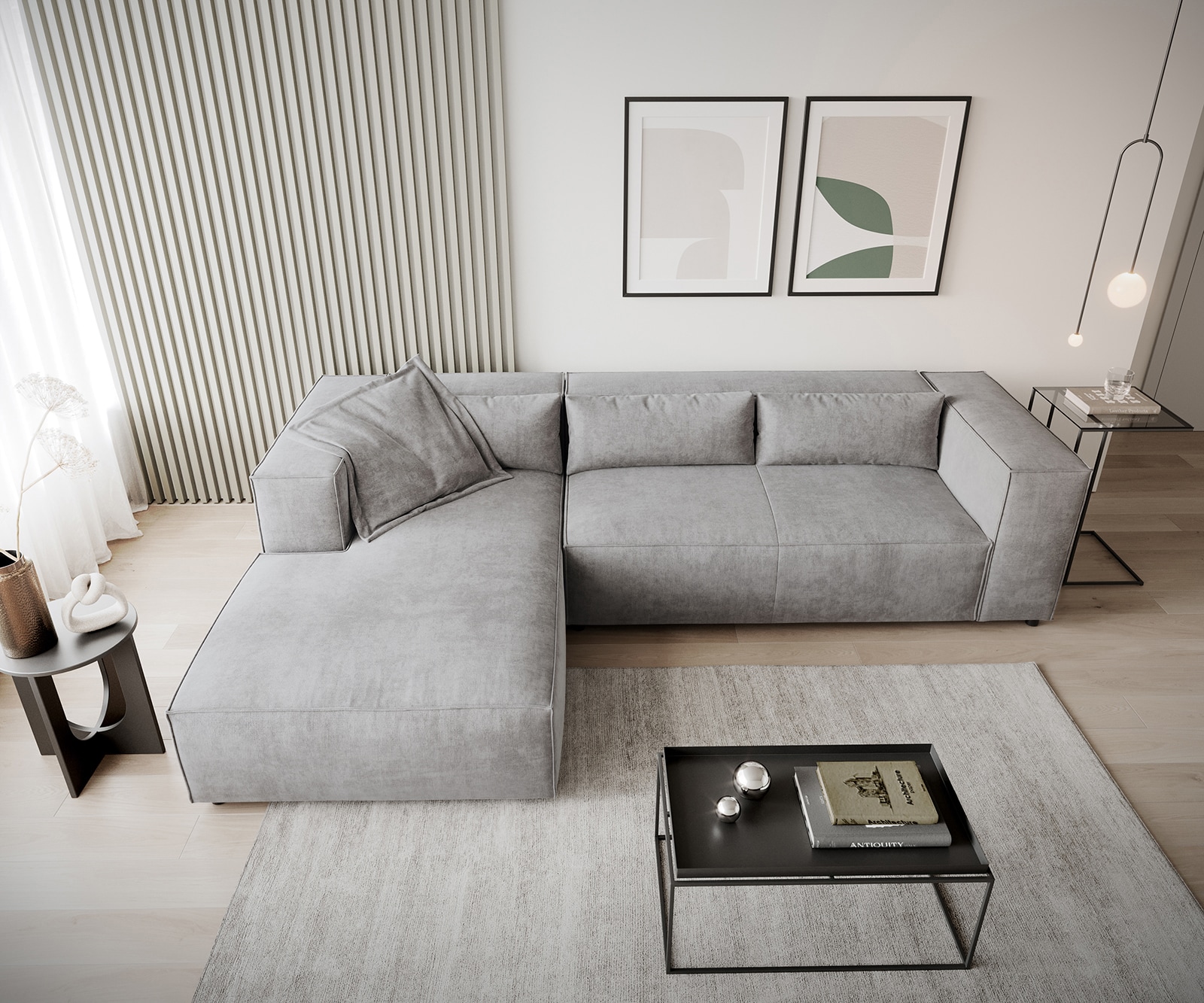 Eckcouch Brom 260x175 cm Mikrofaser Grau Recamiere links 4 Eckcouch Brom 260x175 cm Mikrofaser Grau Recamiere links 4