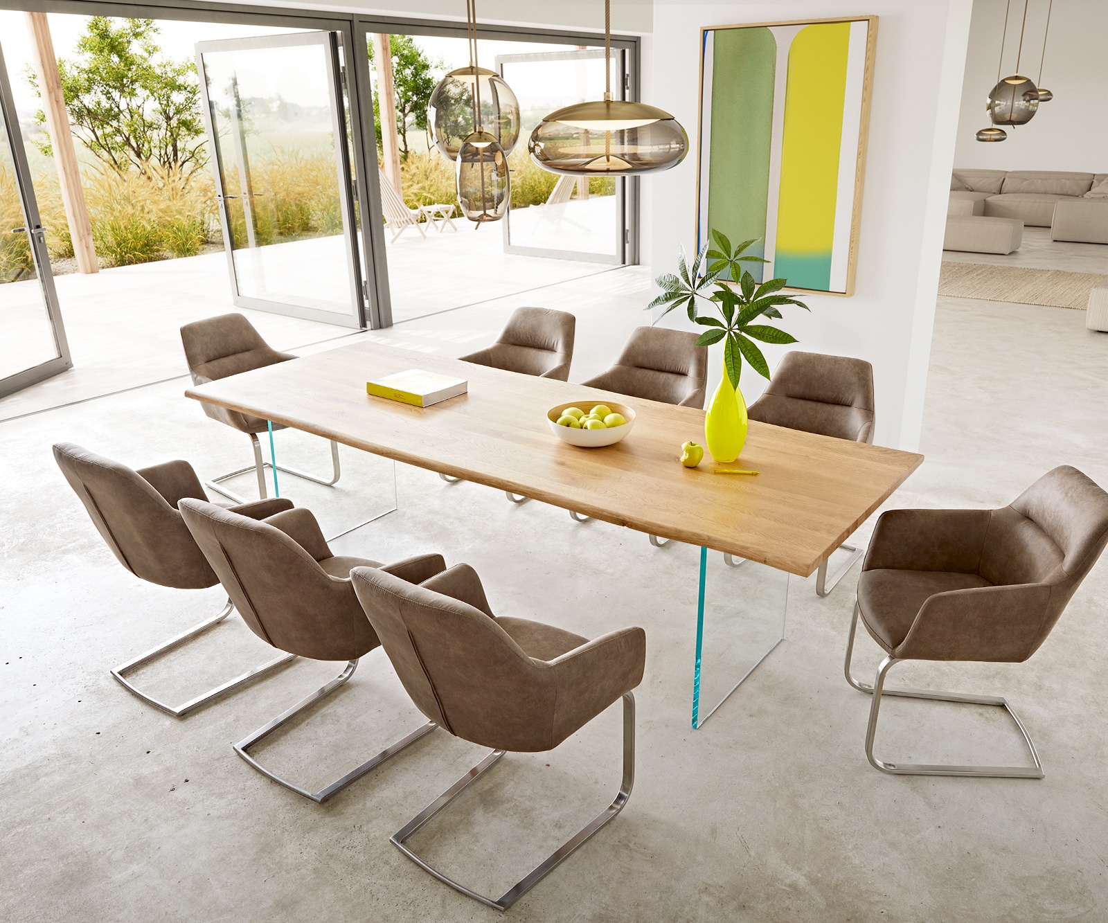 Esstisch Edge 260x100x2,5-3 Eiche Natur Glas Live-Edge 8