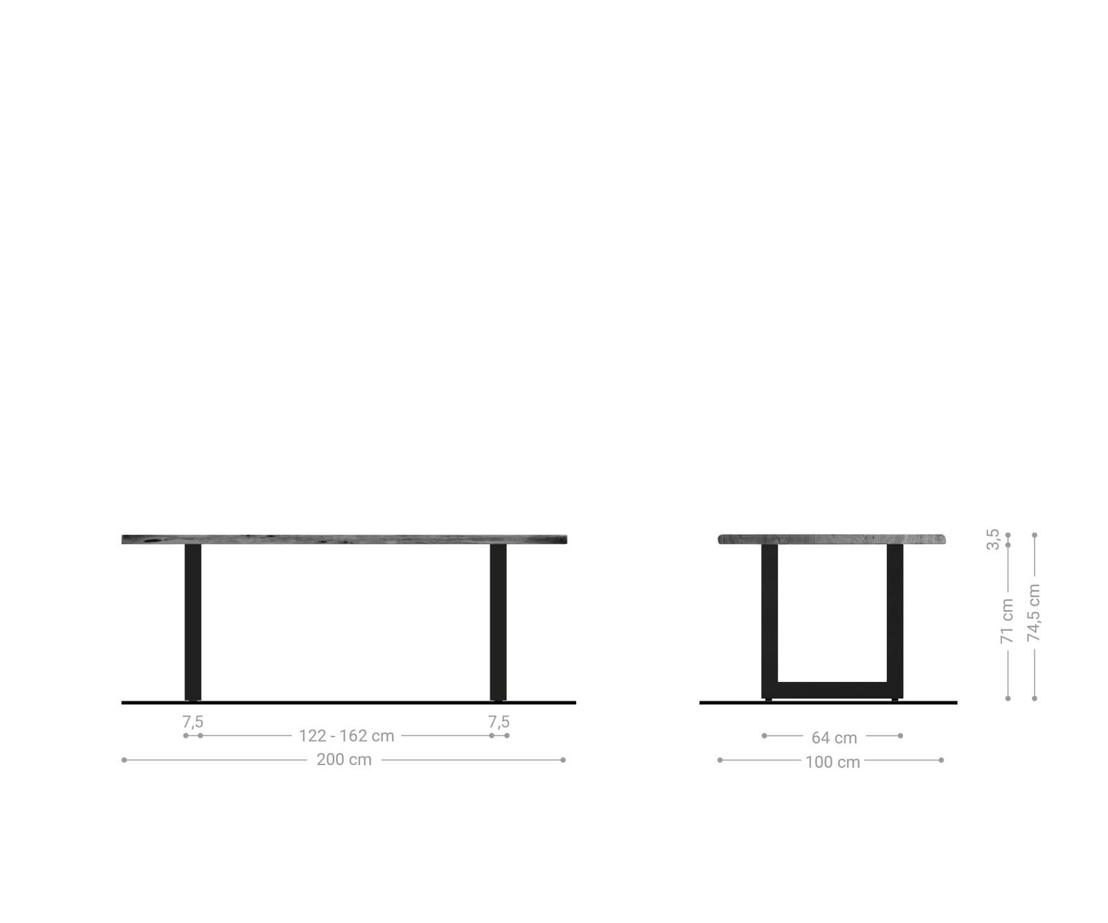 Esstisch Edge 200x100 Akazie Natur Edelstahl Breit Live-Edge 5 Esstisch Edge 200x100 Akazie Natur Edelstahl Breit Live-Edge 5