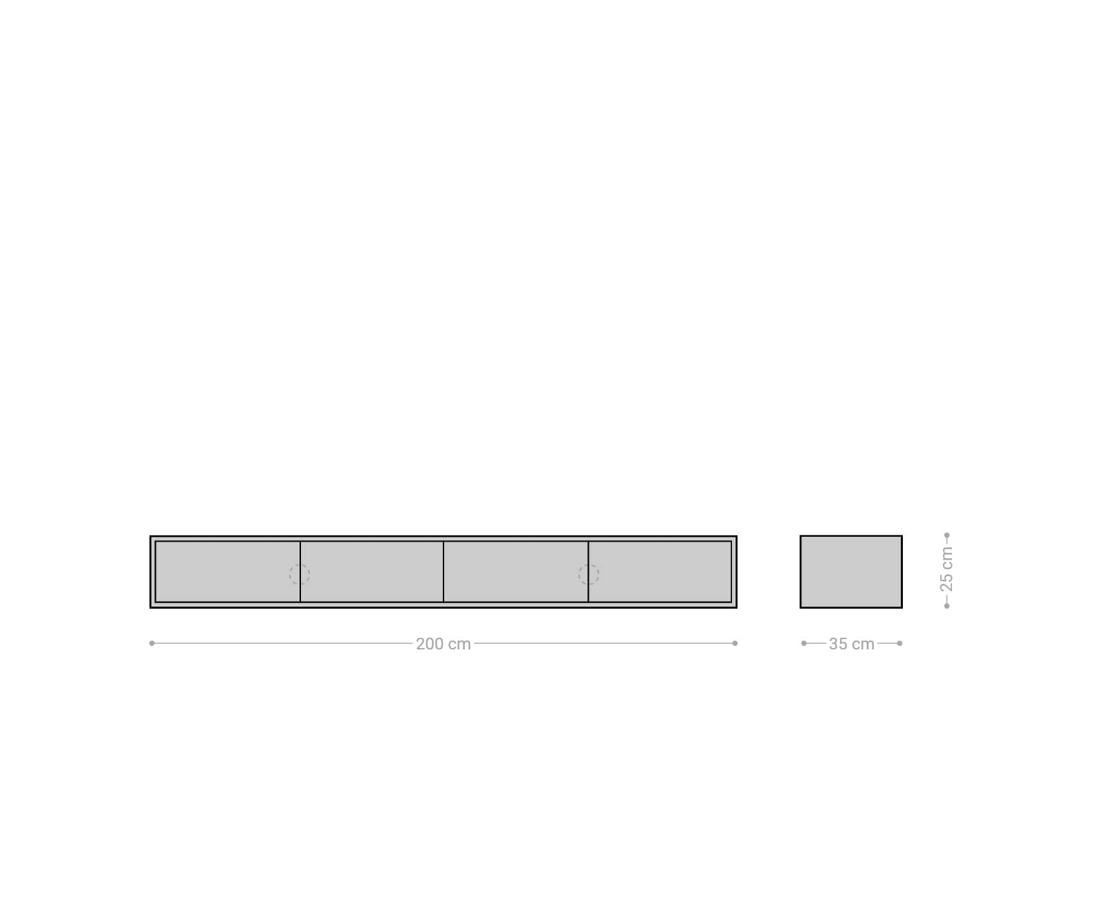 Lowboard Fevo 200 cm Akazie Natur 4 Türen schwebend 4 Lowboard Fevo 200 cm Akazie Natur 4 Türen schwebend 4