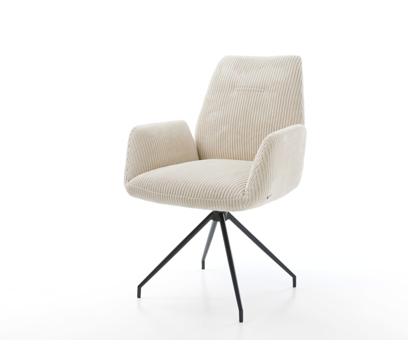 Delife Esszimmerstuhl Zoa-Flex Cord Beige Kreuzgestell Konisch Schwarz Taschenfederkern