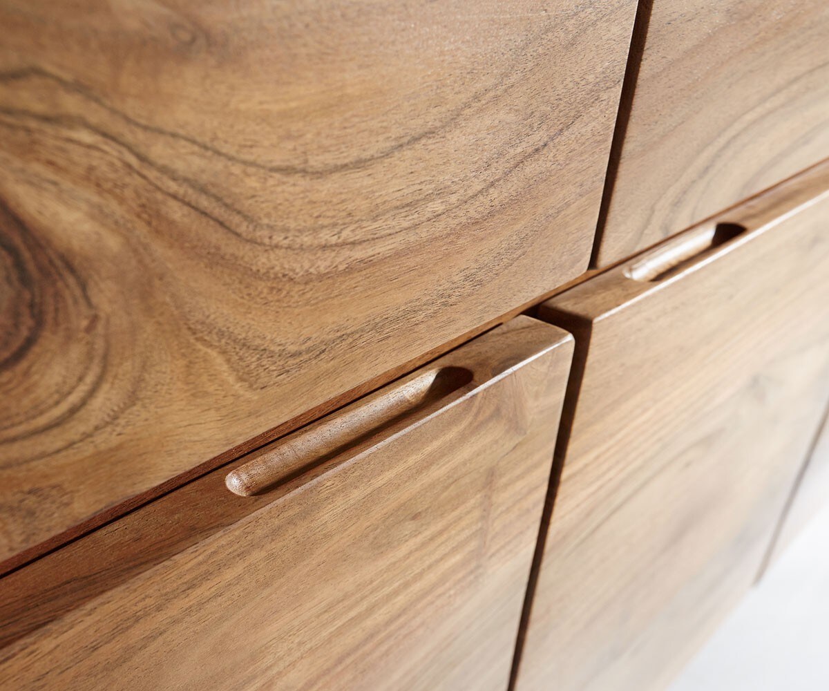 Sideboard Live-Edge 147 cm Akazie Natur 3 Türen 3 Schübe 4