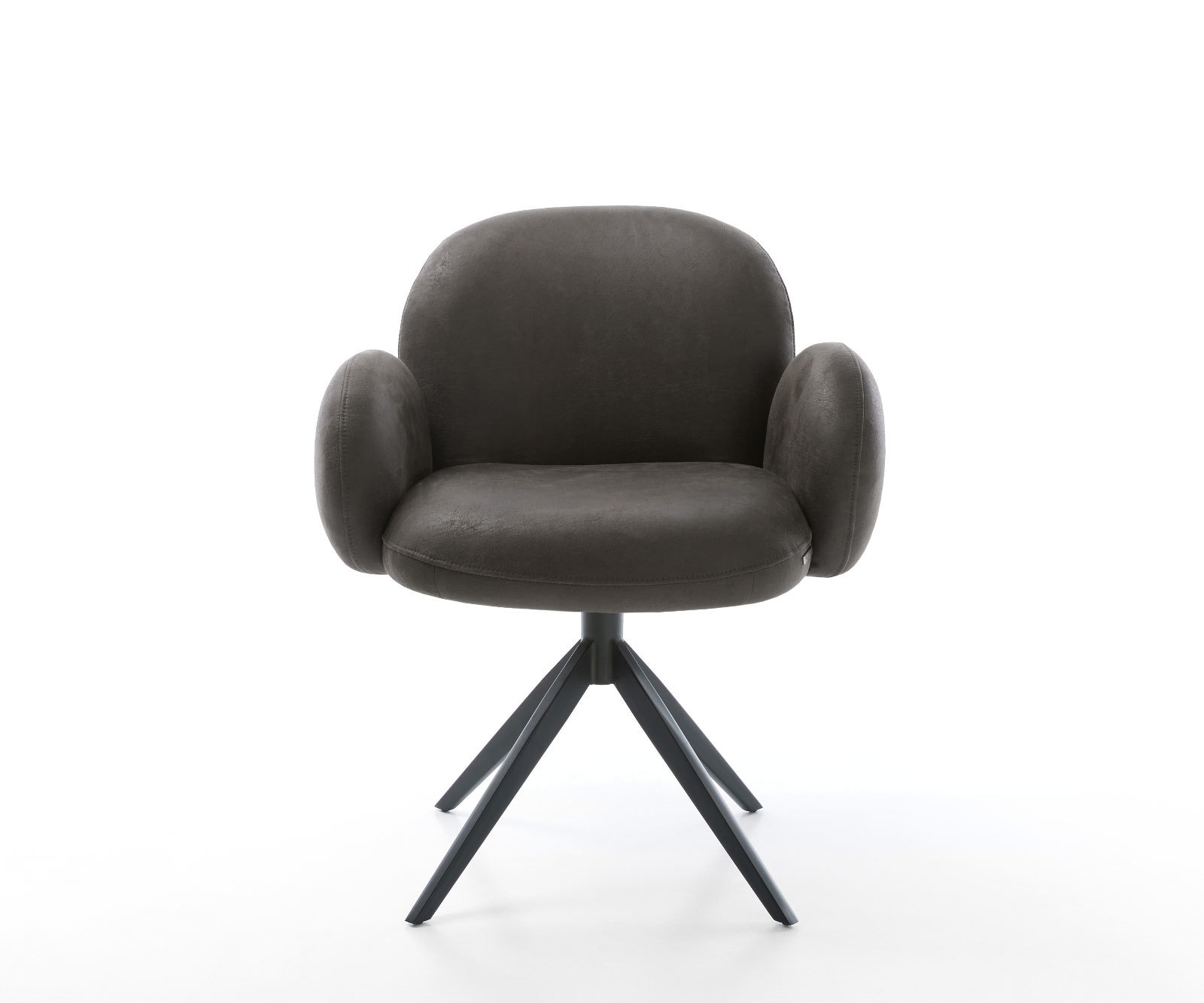 Drehstuhl Nube-Flex mit Armlehnen Mikrofaser Anthrazit Vintage Kreuzgestell breit Schwarz 360° drehbar Wippfunktion Taschenfederkern 1