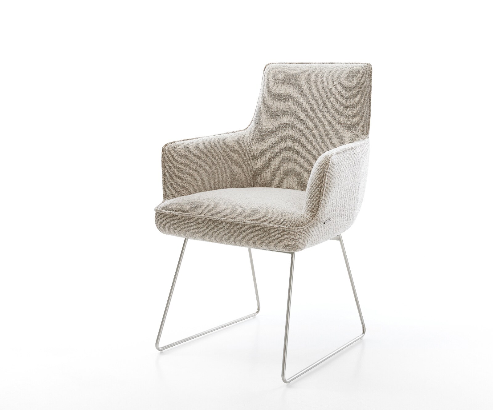 Esszimmerstuhl Heira-Flex mit Armlehnen Webstoff Soft Beige Kufengestell Ed günstig online kaufen