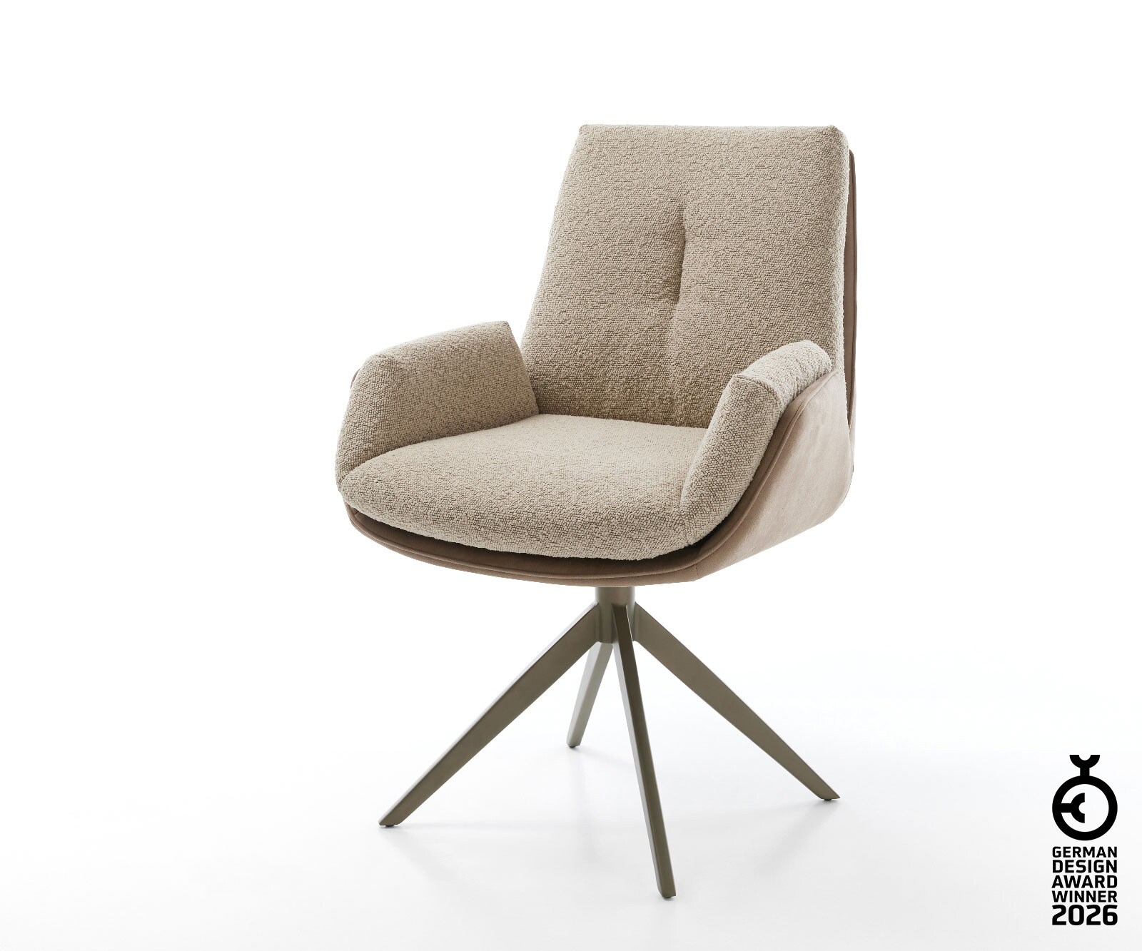 Drehstuhl Clea-Flex Materialmix Schlamm Kreuzgestell breit Effektfinish Titan 360° drehbar Wippfunktion