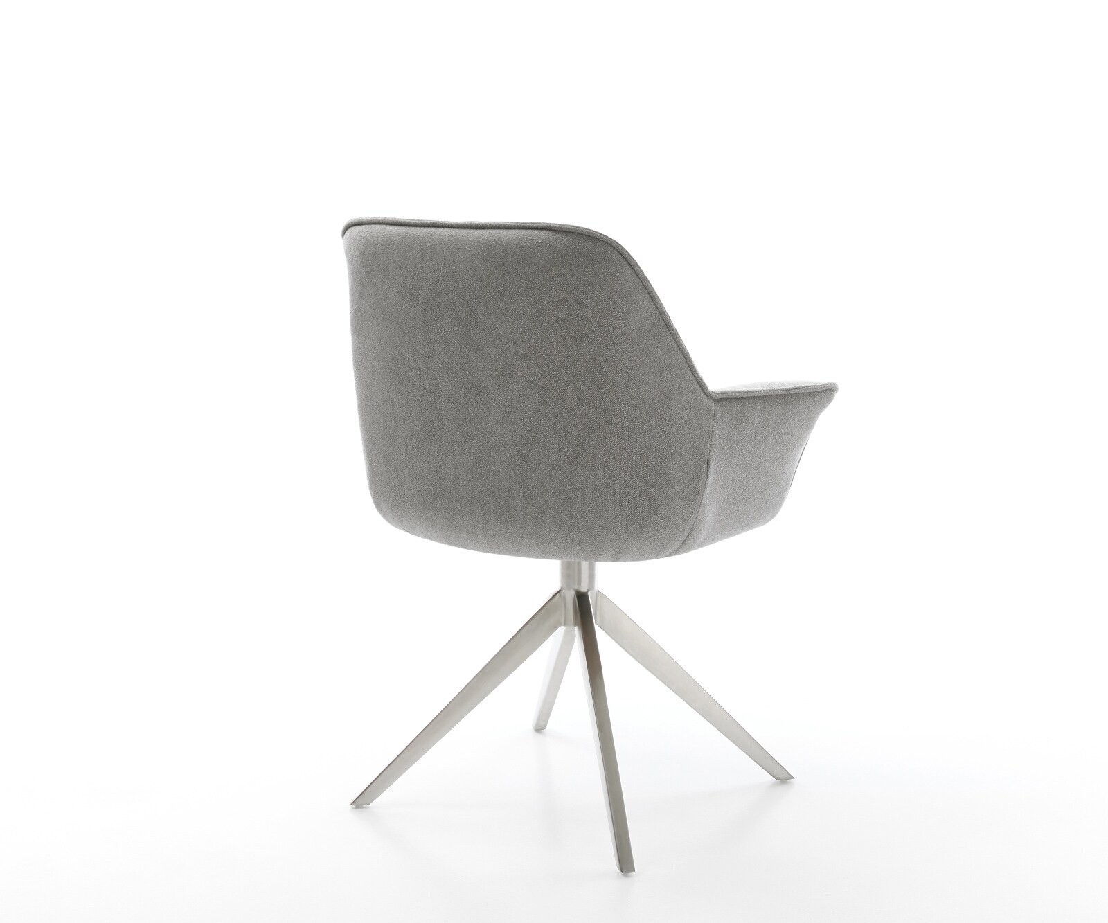 Drehstuhl Keila-Flex mit Armlehnen Strukturstoff Soft Grau Kreuzgestell breit Edelstahl 360° drehbar Wippfunktion 5