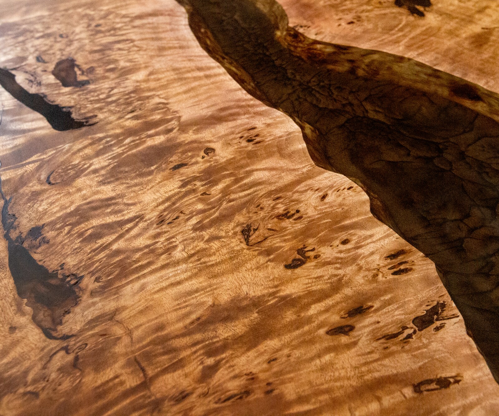 Tischplatte Nussbaum Natur 200 cm Epoxid Metallic-Braun Unikat Nr. 32983 2