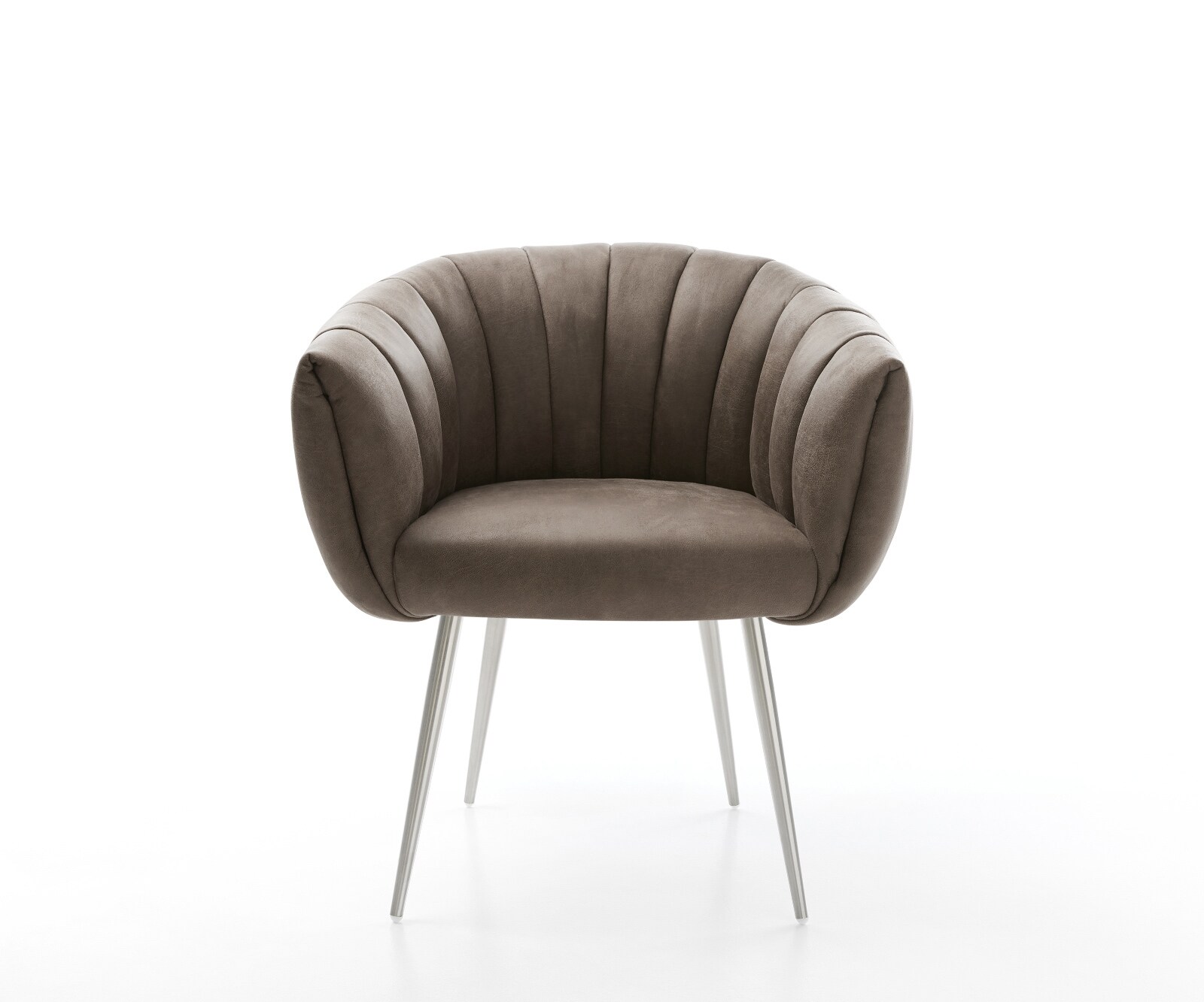 Esszimmerstuhl Jada-Flex Mikrofaser Taupe Vintage 4-Fuß konisch Edelstahl Taschenfederkern 1