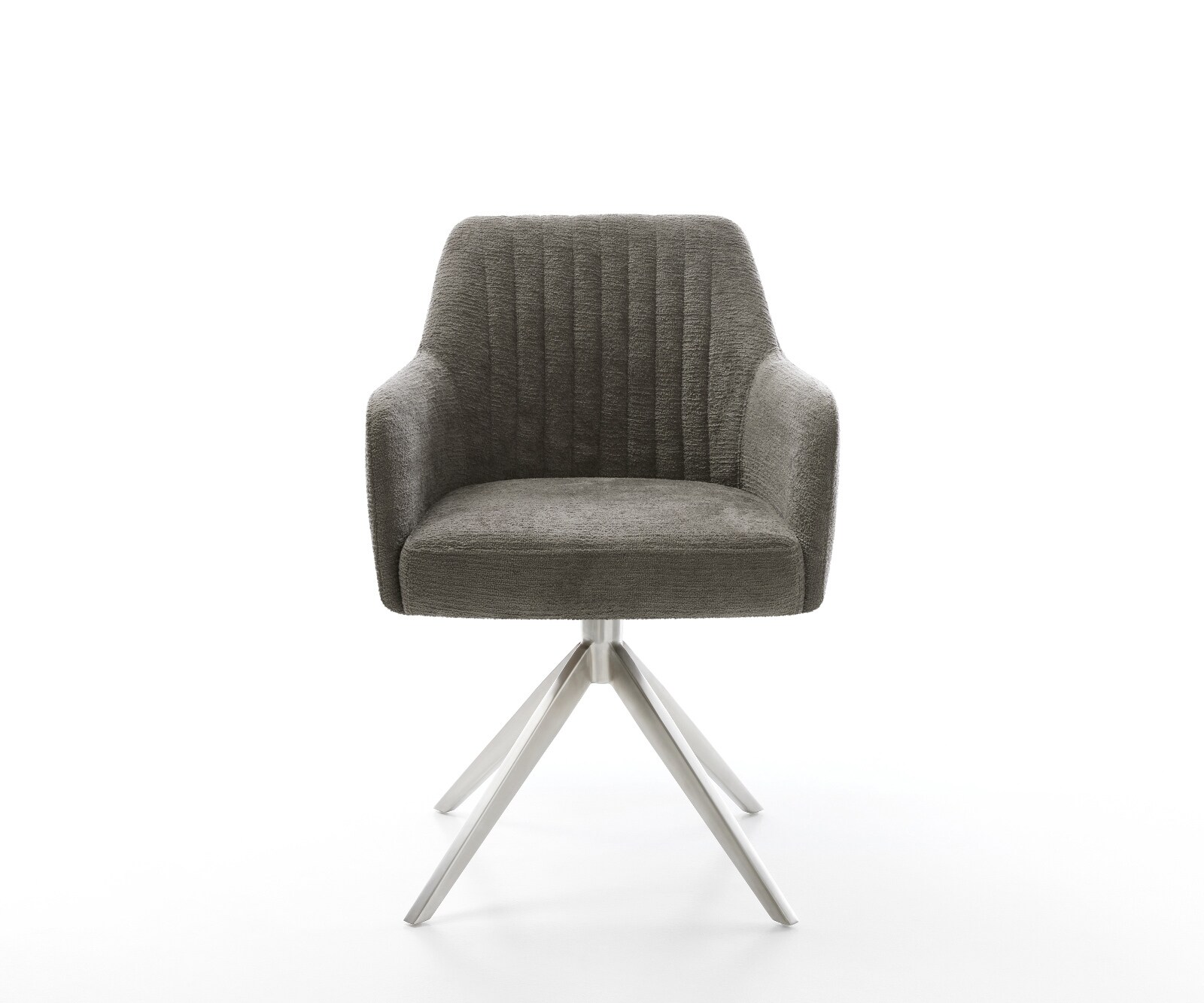 Drehstuhl Greg-Flex Bouclé Soft Schlamm Kreuzgestell breit Edelstahl 360° drehbar Wippfunktion Taschenfederkern 2