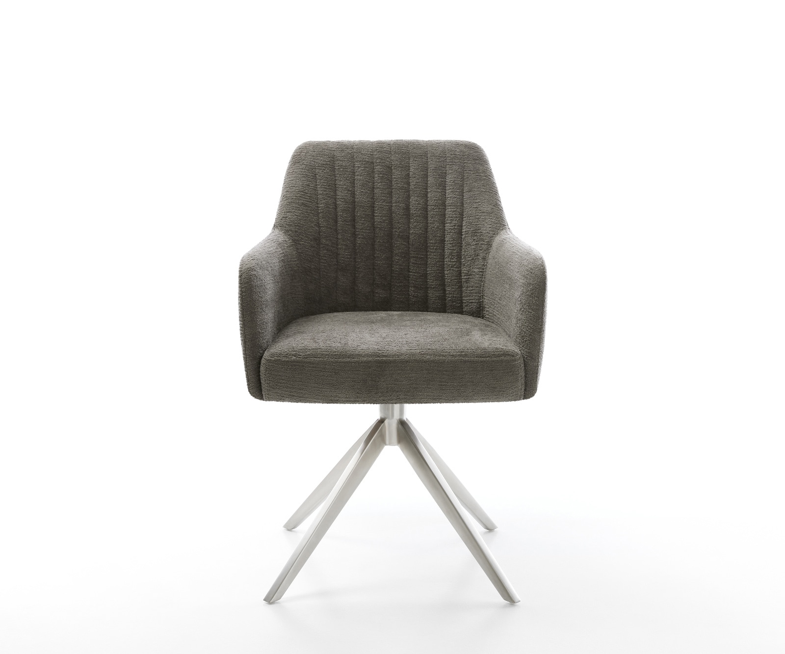 Drehstuhl Greg-Flex Bouclé Soft Schlamm Kreuzgestell breit Edelstahl 360° drehbar Wippfunktion Taschenfederkern 2