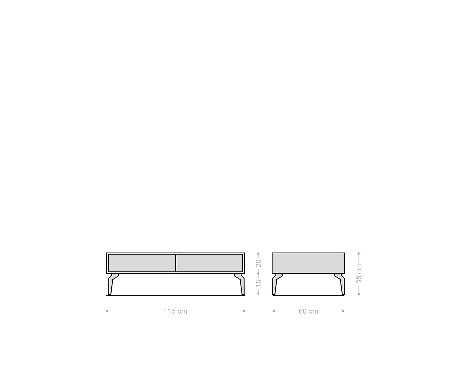 Couchtisch Kleo 115x60 cm Akazie Natur 4 Schübe Winkelfuß Metall Schwarz 6