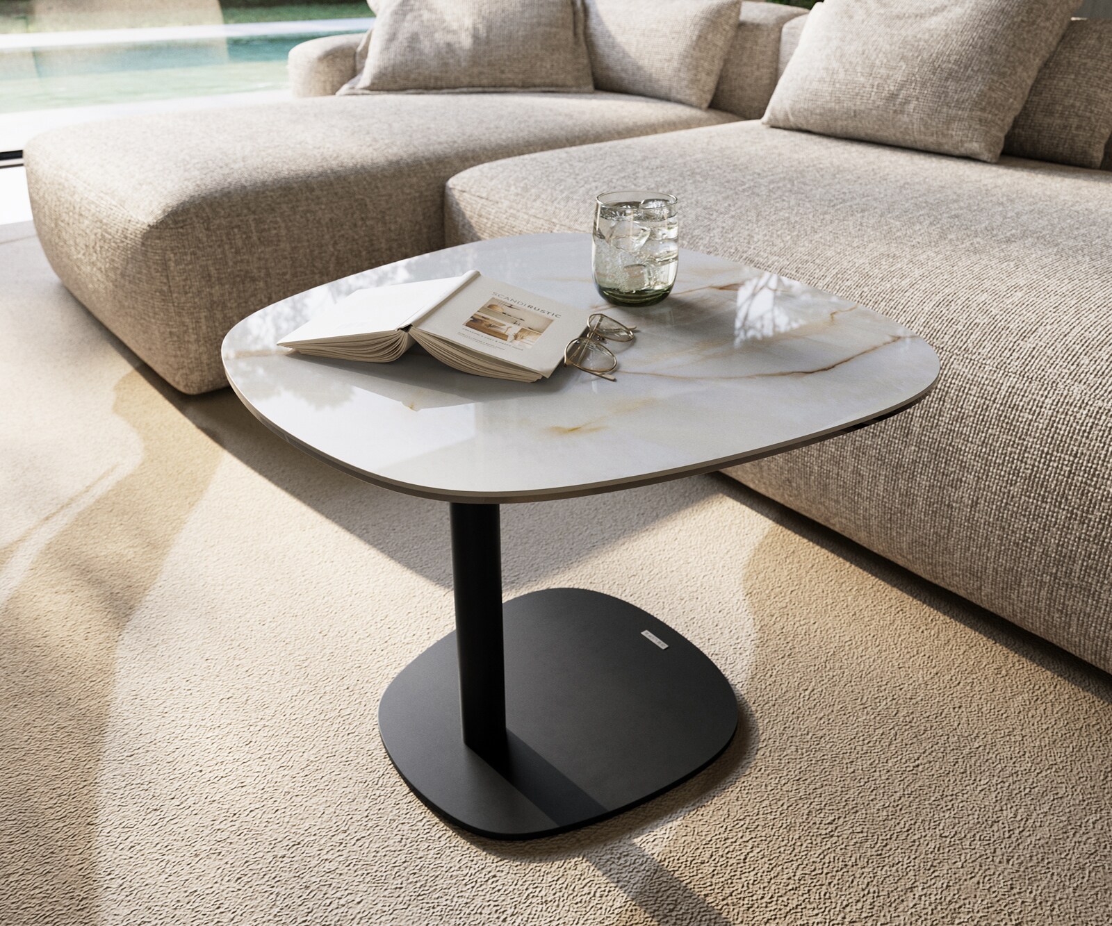 Beistelltisch Edge Boot 60x60 cm Keramik Onyx Pearl Eleny Metall Schwarz 7