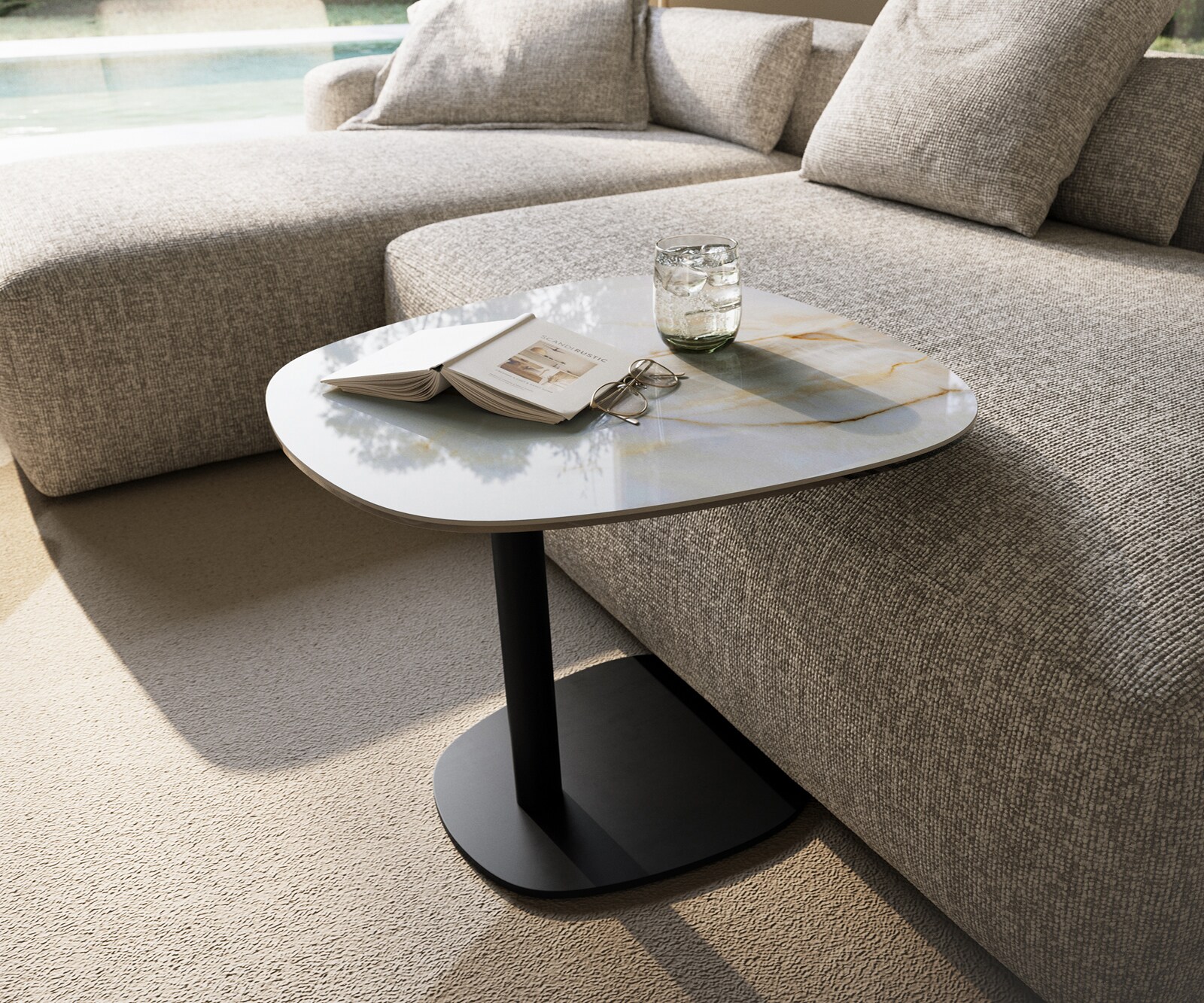 Beistelltisch Edge Boot 60x60 cm Keramik Onyx Pearl Eleny Metall Schwarz 2
