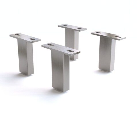 Fuß Vierkant 12,5 cm Edelstahl gebürstet für alle Möbelarten (4er Set)