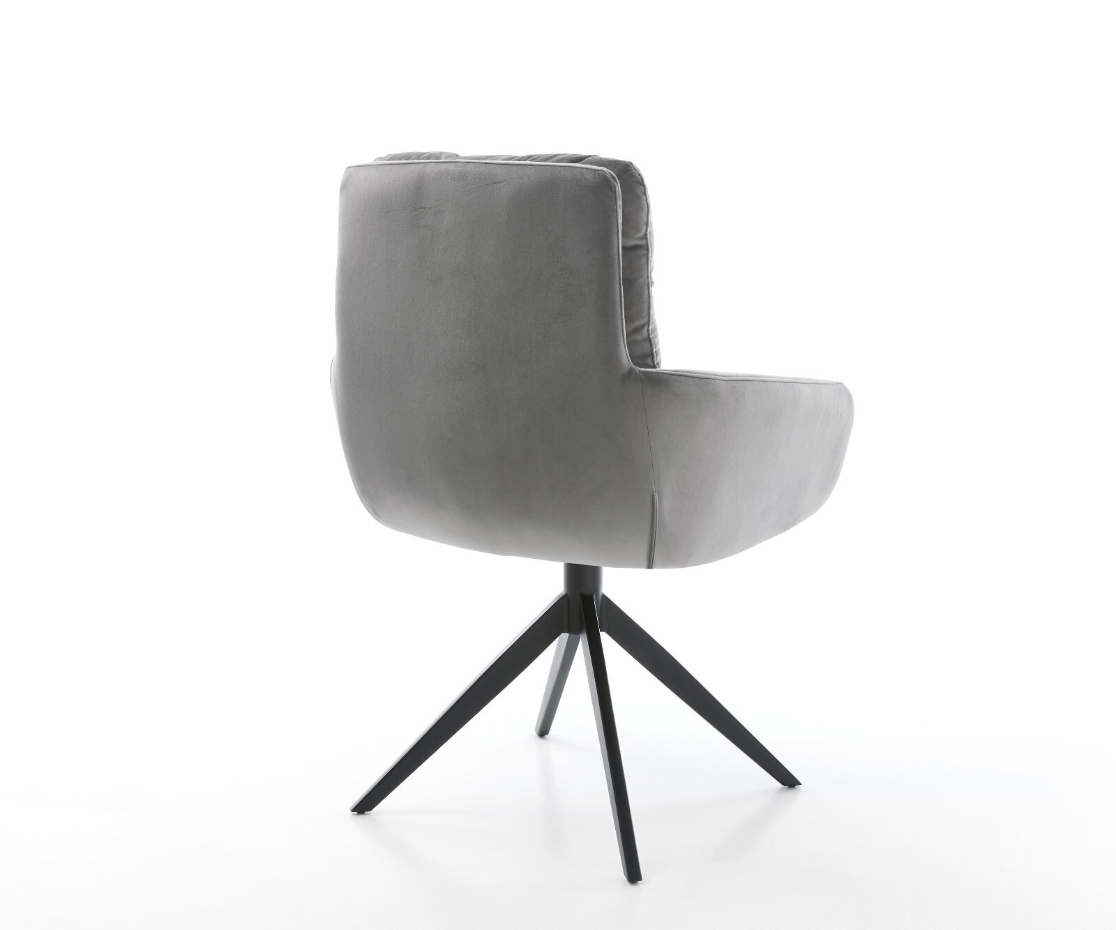 Drehstuhl Abelia-Flex mit Armlehnen Samt Grau Kreuzgestell breit Schwarz 360° drehbar Wippfunktion 4