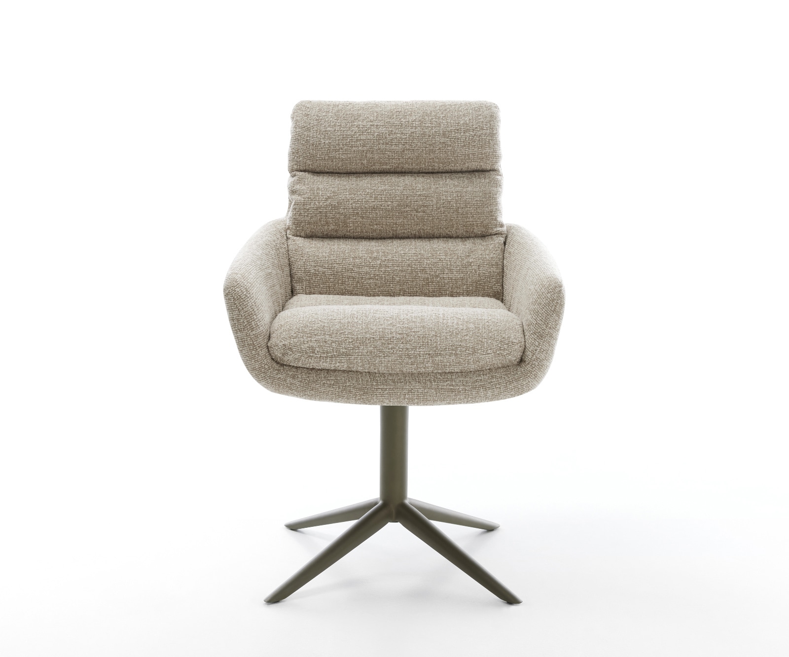 Drehstuhl Abelia-Flex mit Armlehnen Webstoff Soft Beige Fußkreuz Effektfinish Titan 360° drehbar Wippfunktion 1