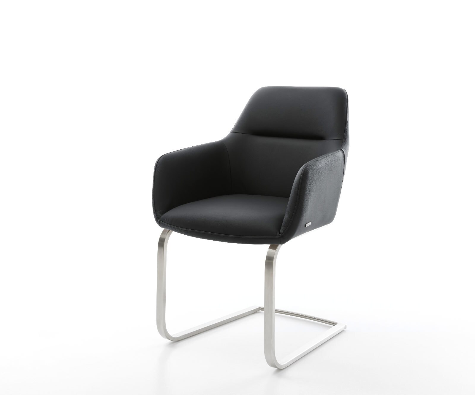 Freischwinger Pejo-Flex Echt-Leder Schwarz Freischwinger flach Edelstahl Taschenfederkern