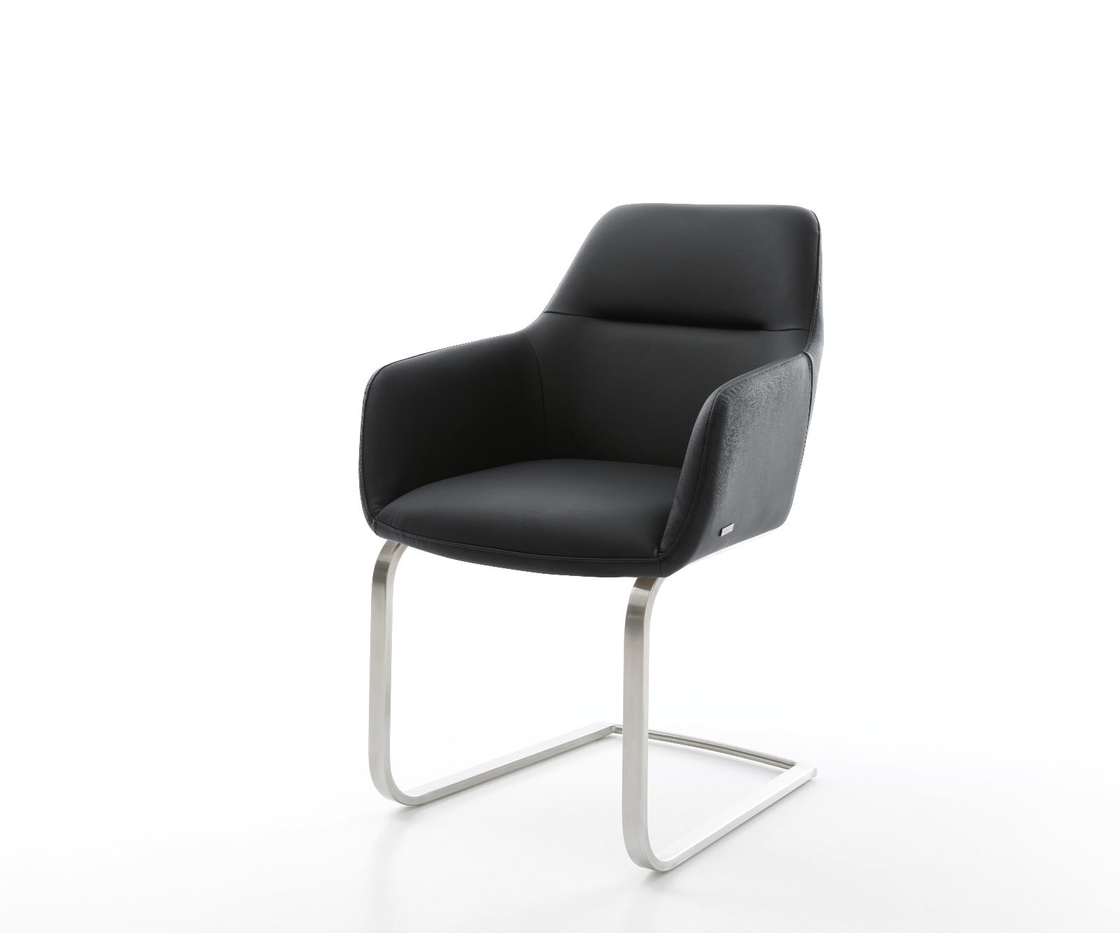 Freischwinger Pejo-Flex Echt-Leder Schwarz Freischwinger flach Edelstahl Taschenfederkern