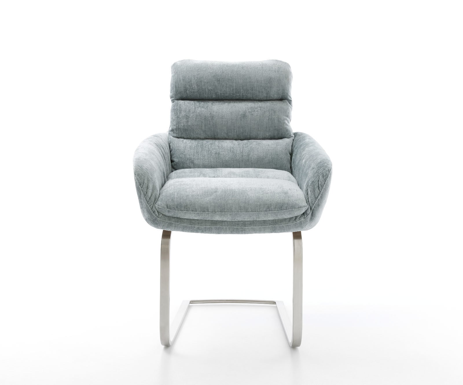 Freischwinger Abelia-Flex mit Armlehnen Chenille Pastellblau Freischwinger flach Edelstahl 2
