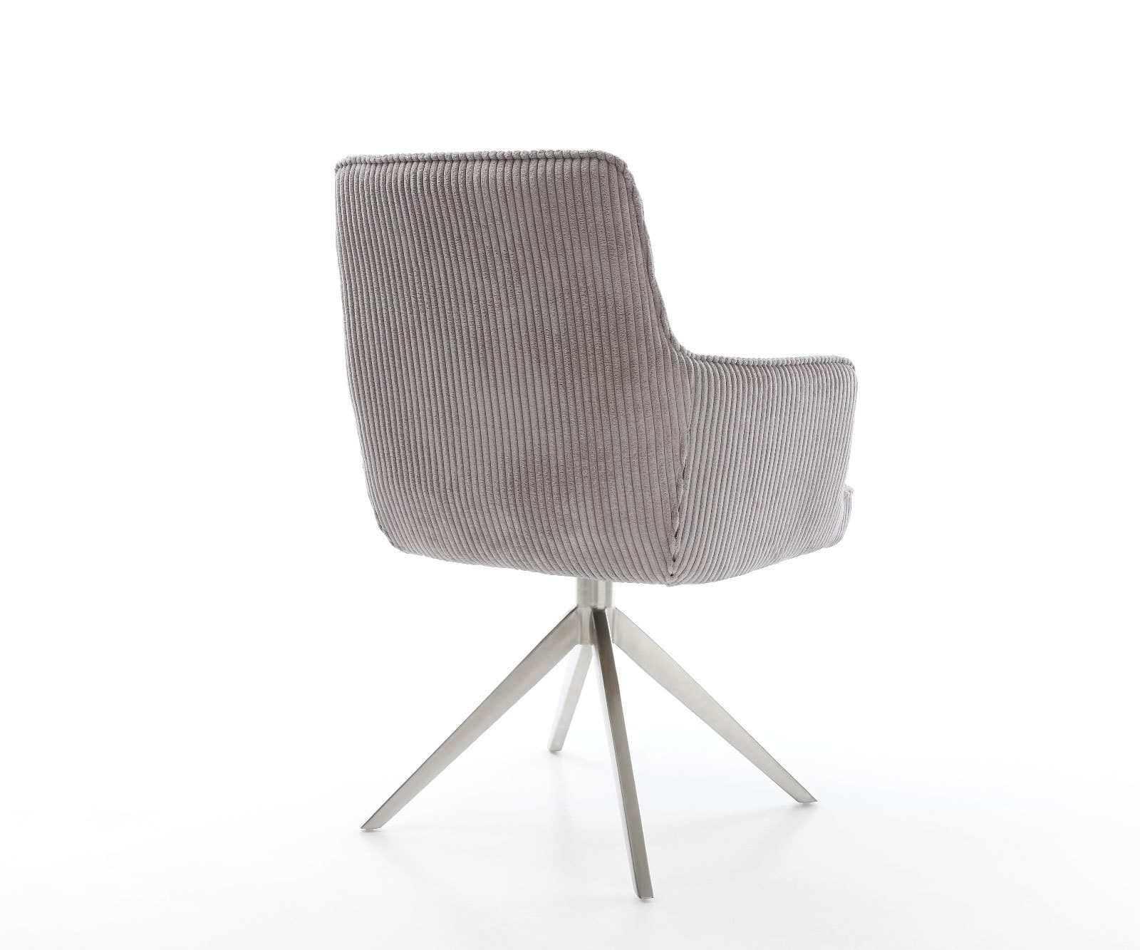 Drehstuhl Heira-Flex mit Armlehnen Cord Silbergrau Kreuzgestell breit Edelstahl 360° drehbar Wippfunktion Taschenfederkern 4 Drehstuhl Heira-Flex mit Armlehnen Cord Silbergrau Kreuzgestell breit Edelstahl 360° drehbar Wippfunktion Taschenfederkern 4