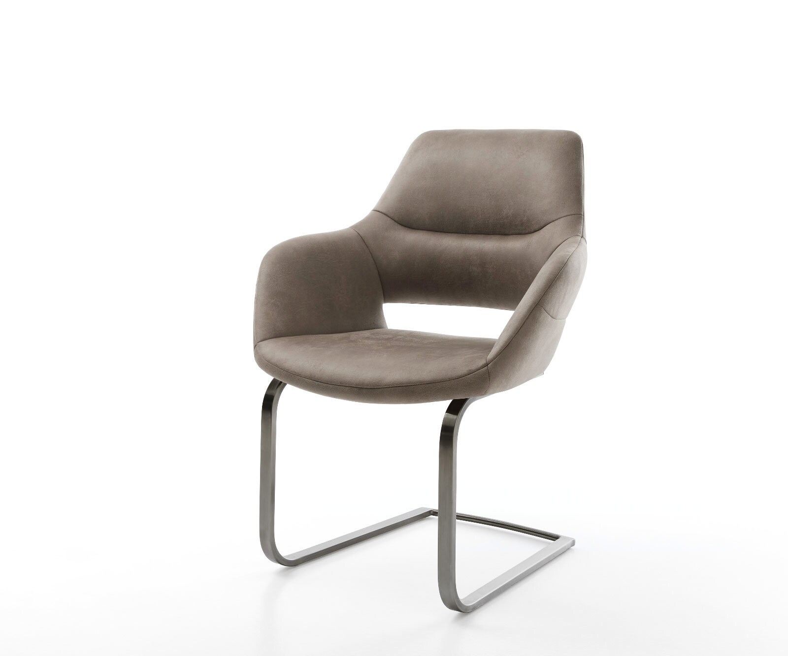 Freischwinger Yago-Flex mit Armlehnen Mikrofaser Taupe Vintage Freischwinge günstig online kaufen