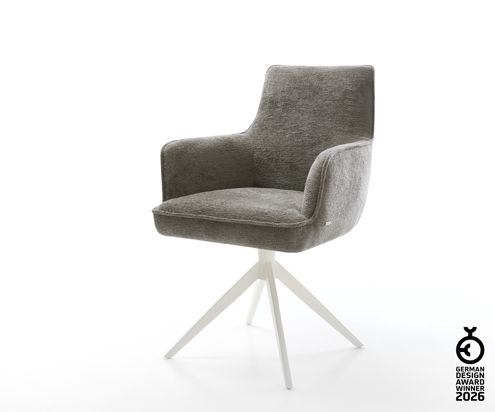 Drehstuhl Heira-Flex mit Armlehnen Bouclé Soft Schlamm Kreuzgestell breit W günstig online kaufen