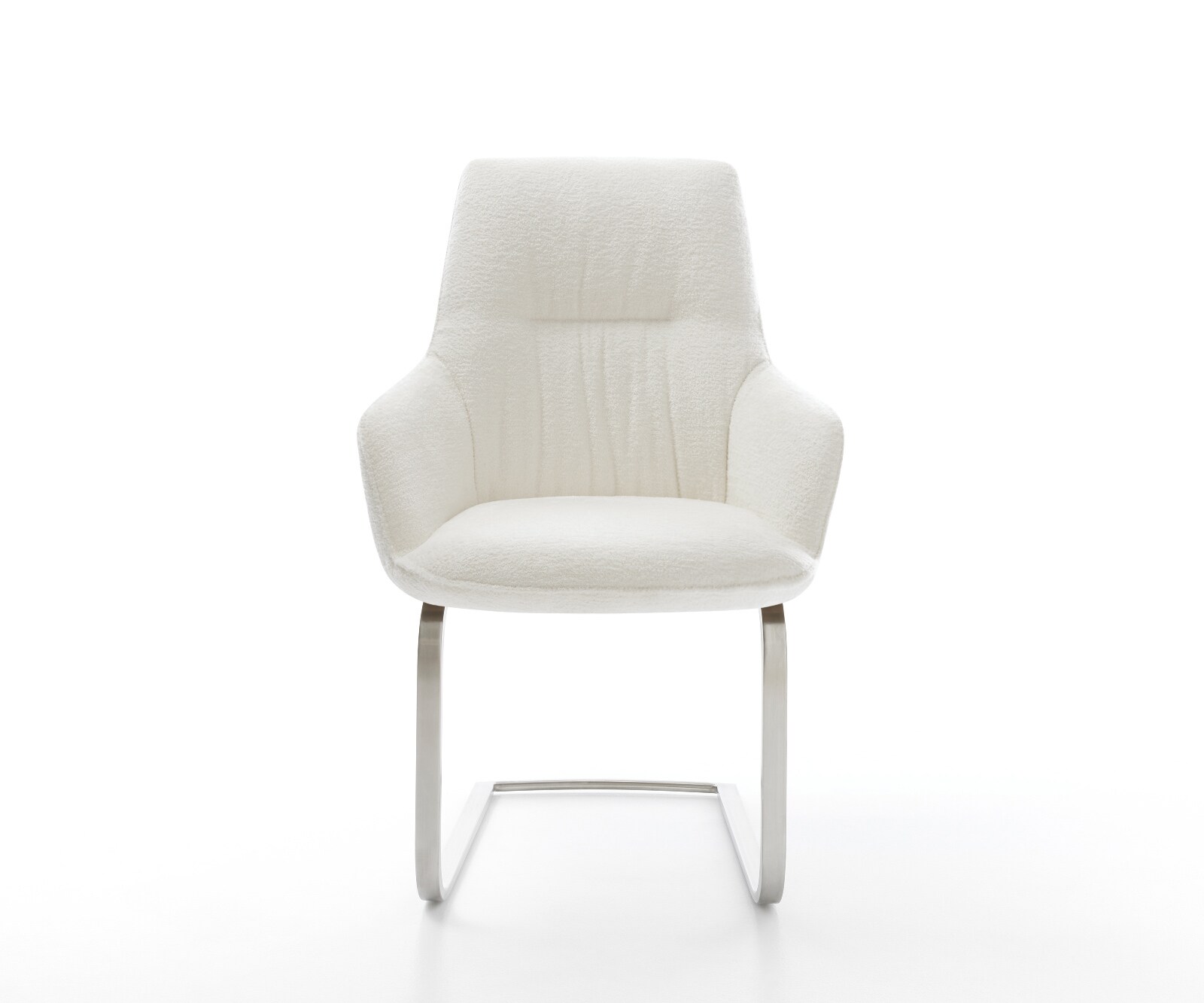 Freischwinger Zelia-Flex mit Armlehnen Bouclé Soft Beige Freischwinger flach Edelstahl Taschenfederkern 2