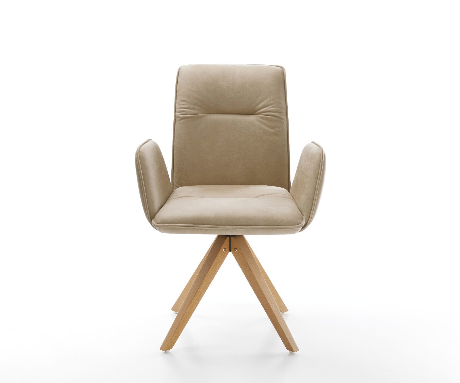 Esszimmerstuhl Vinja-Flex Mikrofaser Beige Vintage Holzgestell kantig Natur 1
