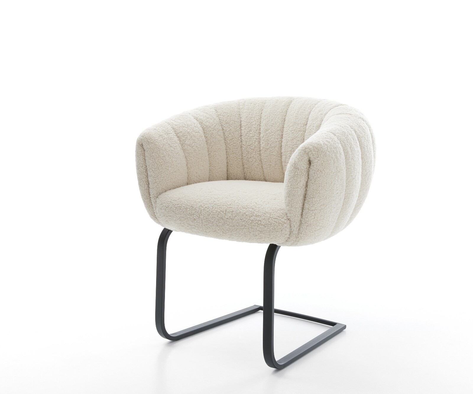 Freischwinger Jada-Flex Teddystoff Beige Freischwinger flach Schwarz Taschenfederkern