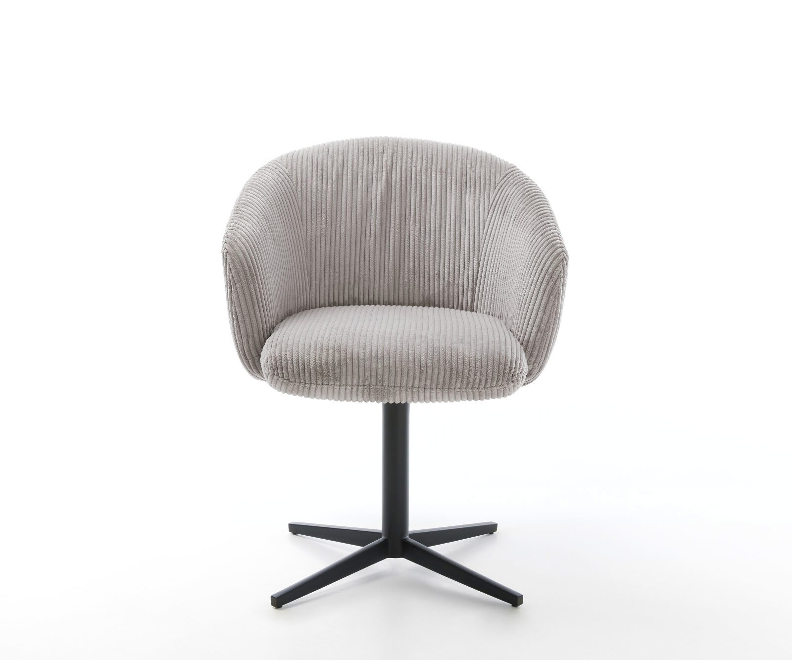 Drehstuhl Caja-Flex mit Armlehnen Cord Silbergrau Fußkreuz Schwarz 360° drehbar Taschenfederkern 1