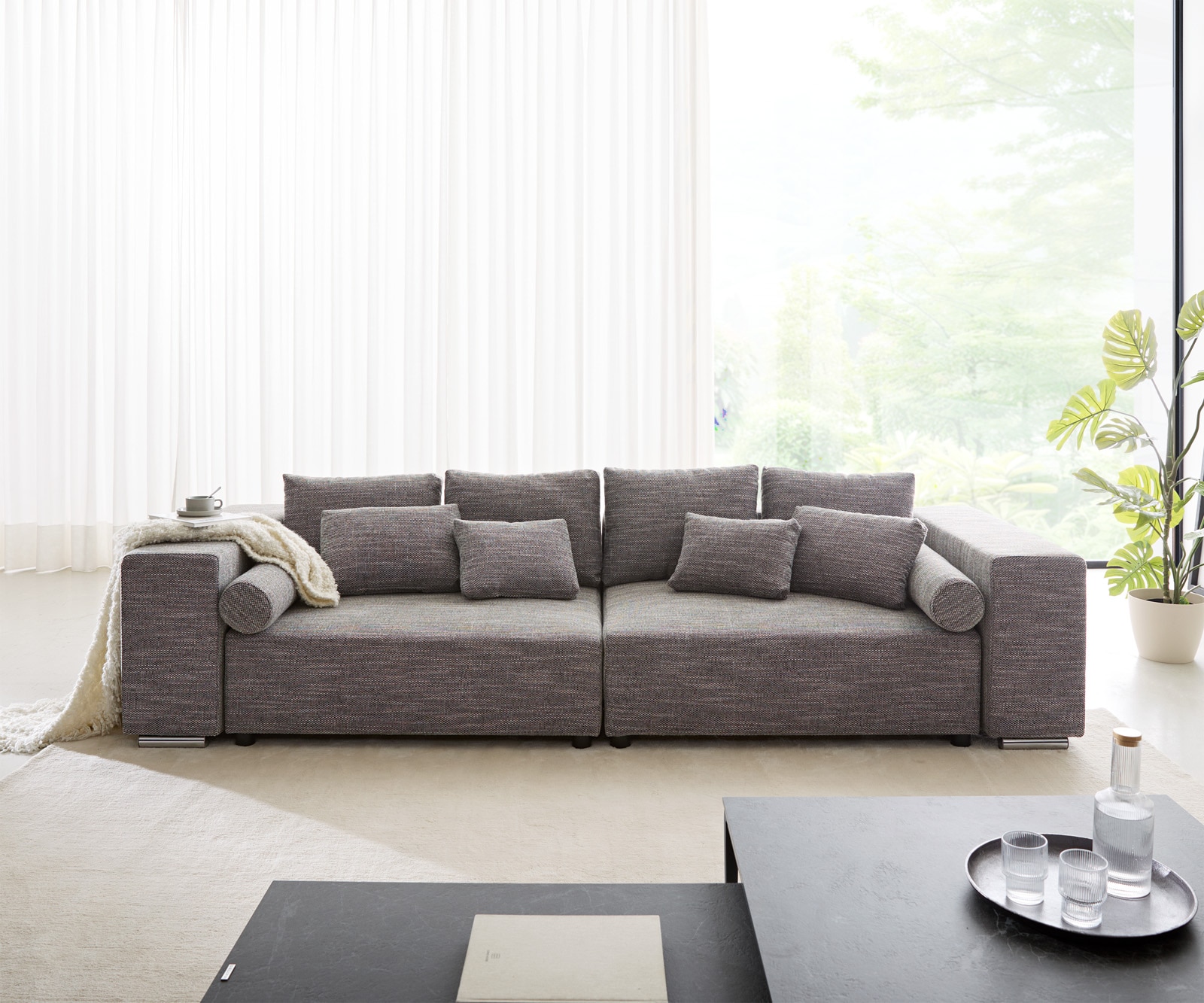 Big-Sofa Marbeya 290x110 cm Hellgrau mit Schlaffunktion 2 Big-Sofa Marbeya 290x110 cm Hellgrau mit Schlaffunktion 2
