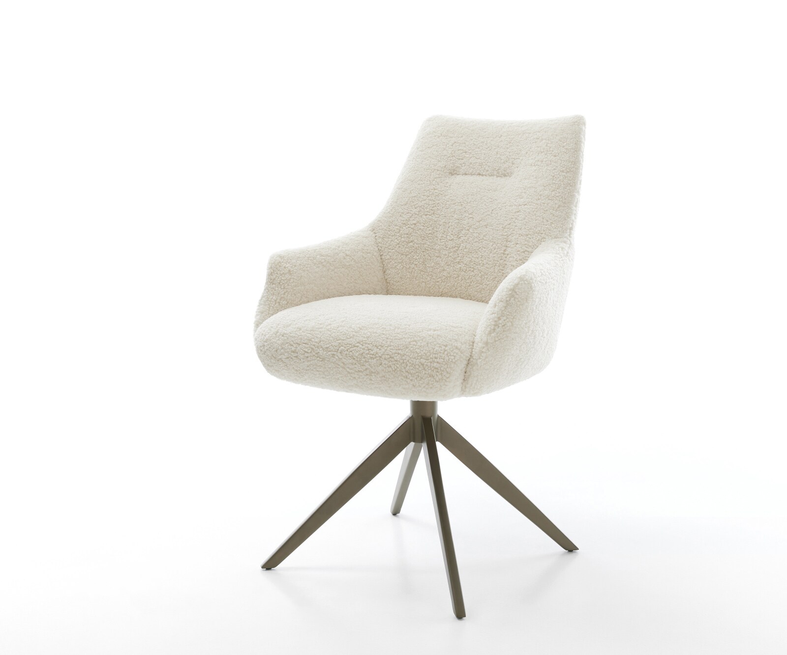 Drehstuhl Alja-Flex mit Armlehnen Teddystoff Beige Kreuzgestell breit Effek günstig online kaufen