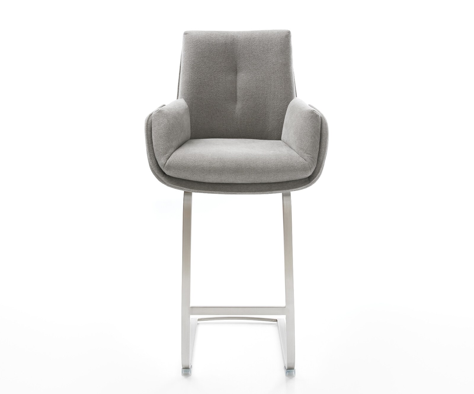 Barstuhl Clea-Flex Strukturstoff Soft Grau Freischwinger Flach Edelstahl 2