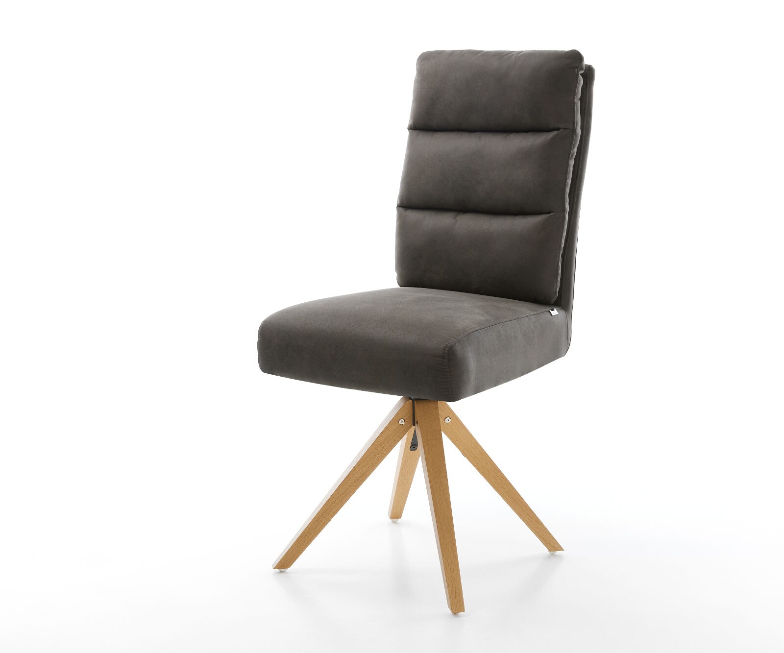 Drehstuhl Pela-Flex Anthrazit Vintage Holzgestell kantig 180° drehbar Taschenfederkern
