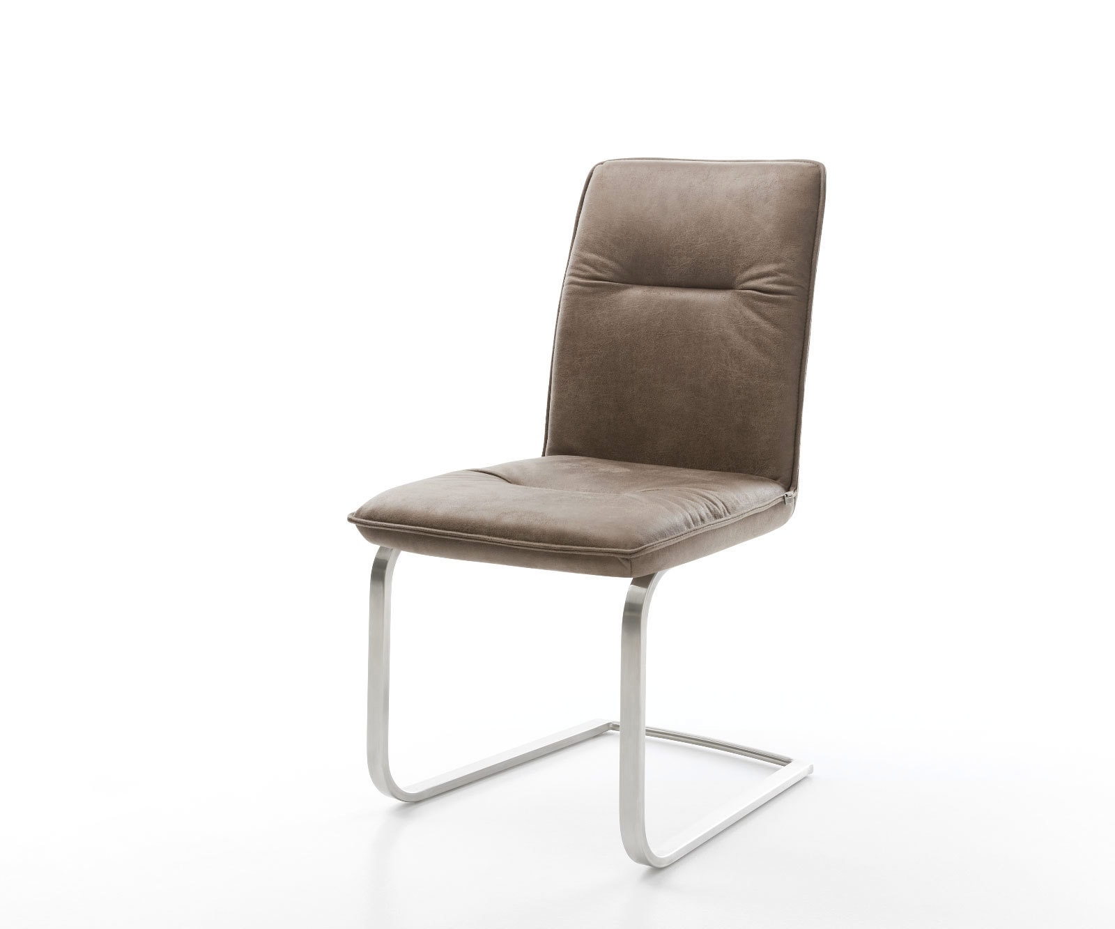 Freischwinger Vinjo-Flex Mikrofaser Taupe Vintage Freischwinger flach Edelstahl Freischwinger Vinjo-Flex Mikrofaser Taupe Vintage Freischwinger flach Edelstahl