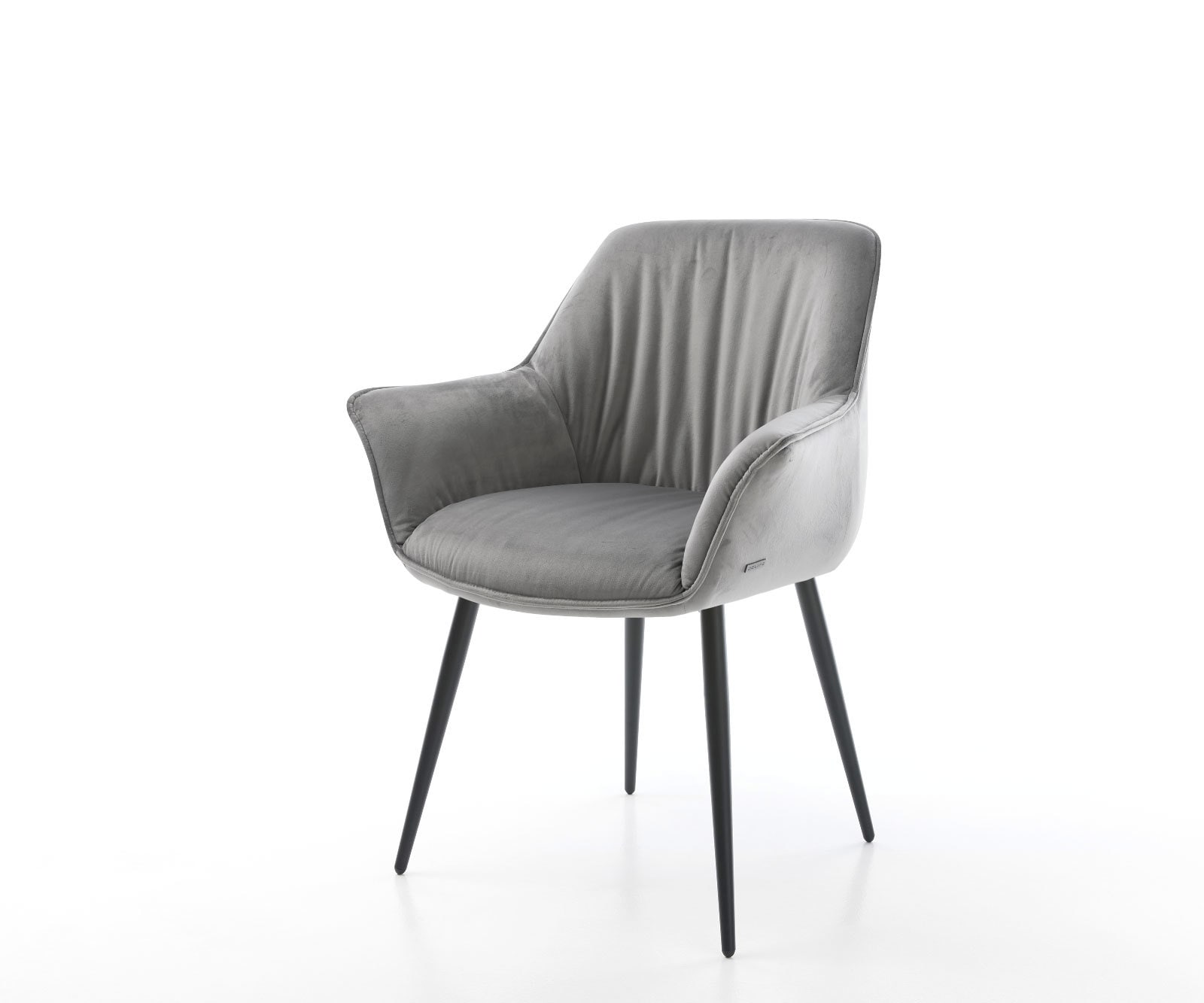 Esszimmerstuhl Keila-Flex mit Armlehnen Samt Grau 4-Fuß konisch Schwarz Esszimmerstuhl Keila-Flex mit Armlehnen Samt Grau 4-Fuß konisch Schwarz