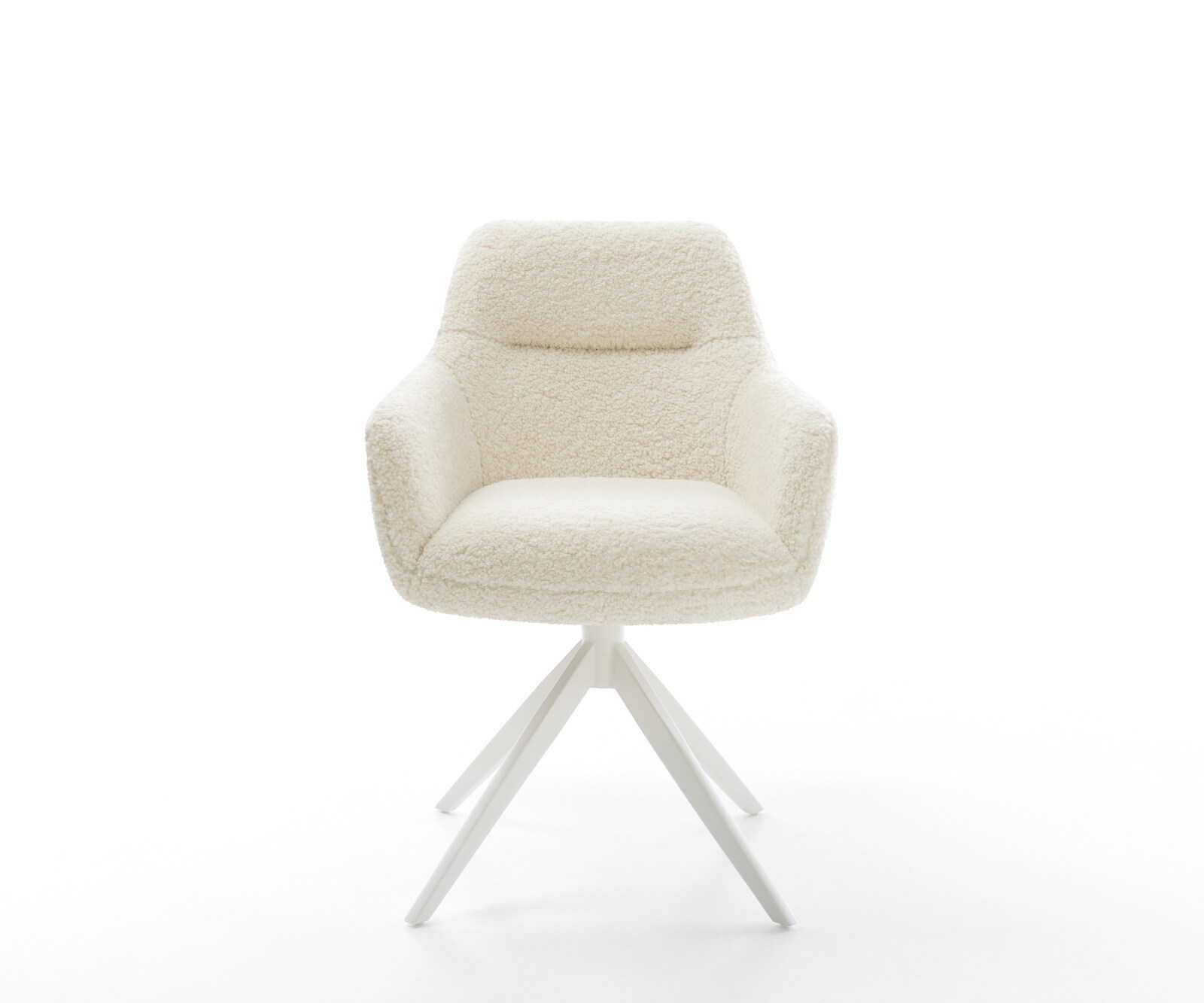 Drehstuhl Pejo-Flex Teddystoff Beige Kreuzgestell breit Weiß 360° drehbar Wippfunktion Taschenfederkern 1