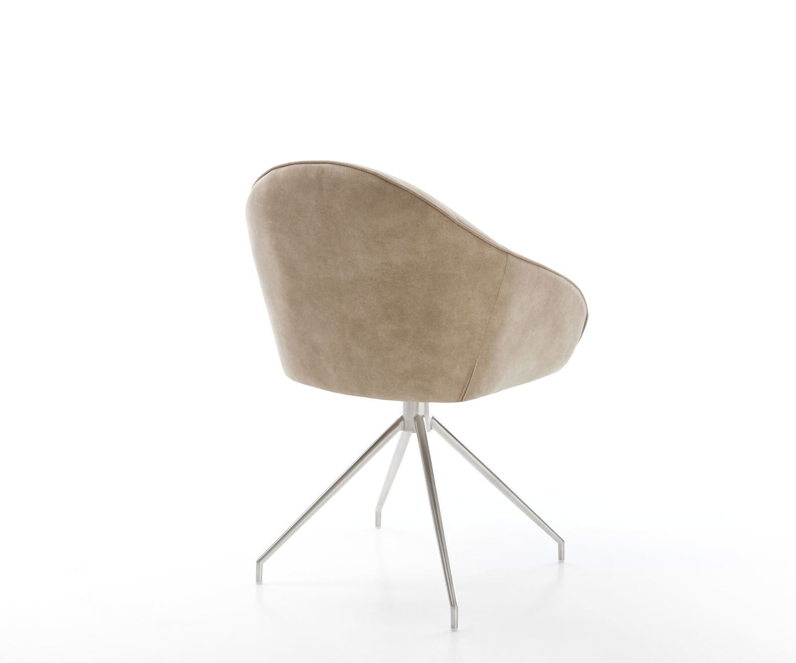 Esszimmerstuhl Gaio-Flex Mikrofaser Beige Vintage Kreuzgestell konisch Edelstahl 4