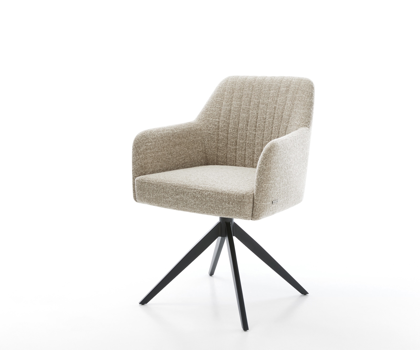 Drehstuhl Greg-Flex Webstoff Soft Beige Kreuzgestell breit Schwarz 360° drehbar Wippfunktion Taschenfederkern