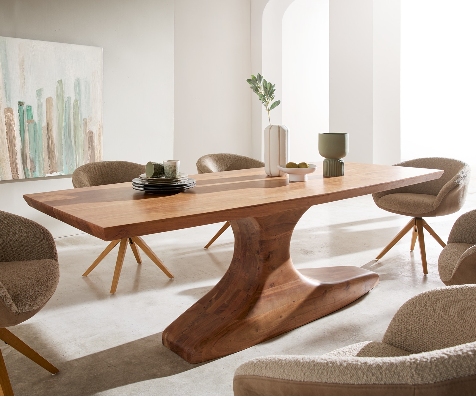 Esstisch Jalta 220x95 cm Akazie Natur massiv Esstisch Jalta 220x95 cm Akazie Natur massiv