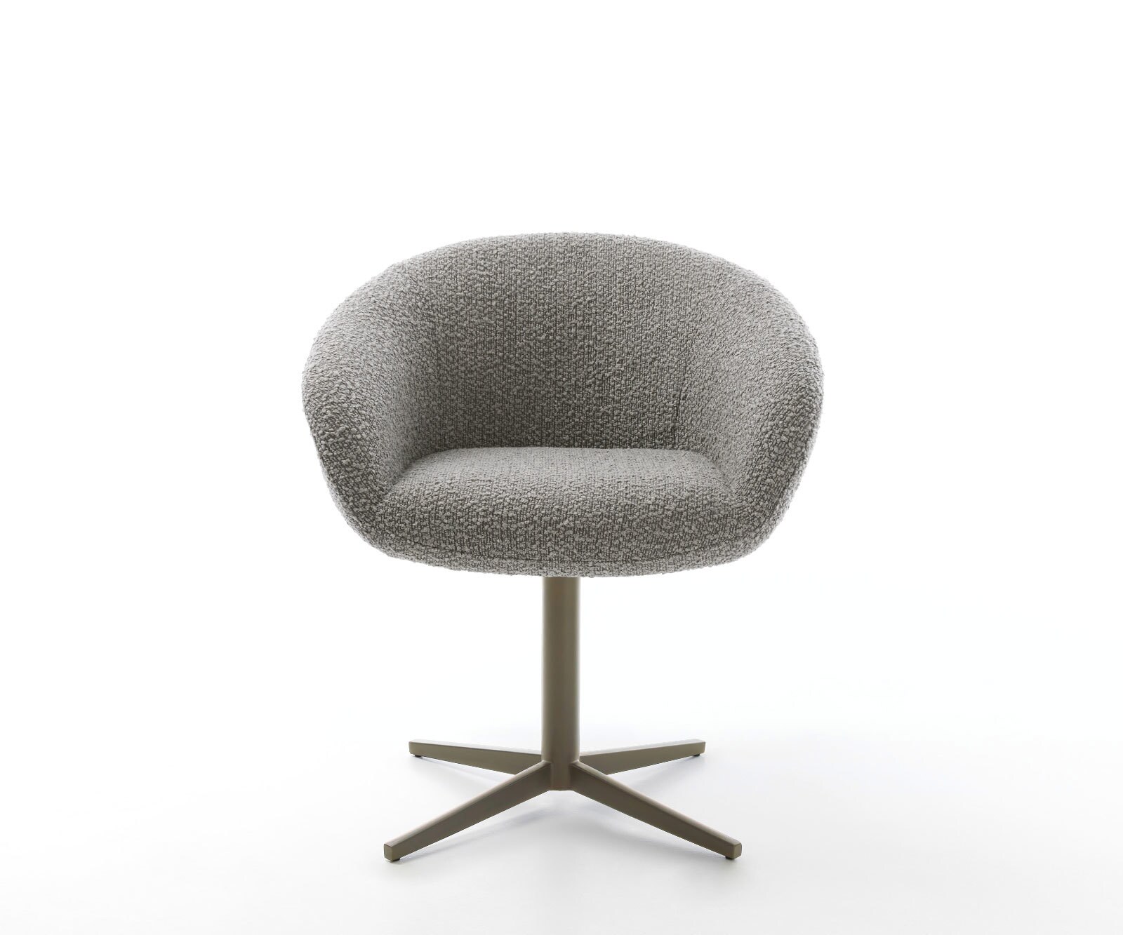 Drehstuhl Vinka-Flex mit Armlehnen Bouclé Silbergrau Fußkreuz Effektfinish Titan 360° drehbar Taschenfederkern 1