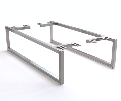 Fuß Kufe schmal 20 cm Edelstahl gebürstet für Kastenmöbel der Tiefe 60 cm (2er Set)