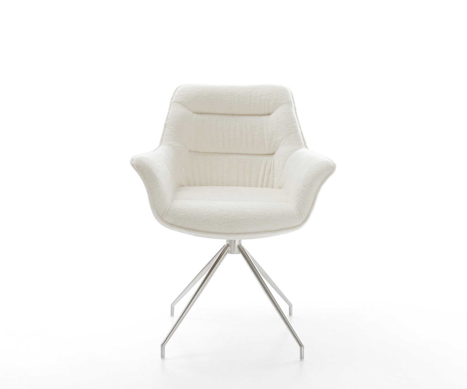 Esszimmerstuhl Kaira-Flex Bouclé Soft Beige Kreuzgestell konisch Edelstahl 2