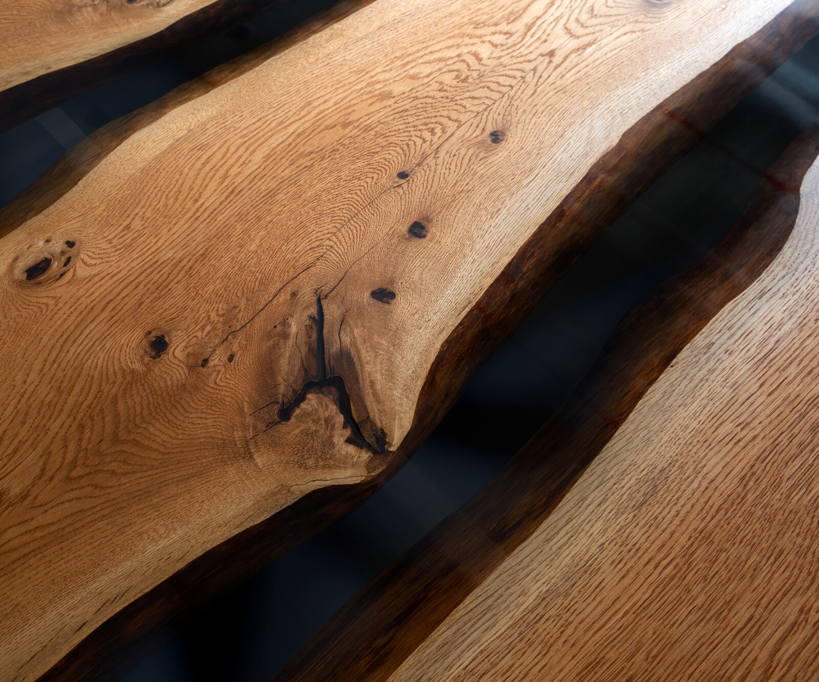 Tischplatte Eiche Natur 260 cm Epoxid Transparent Unikat Nr. 32308 5