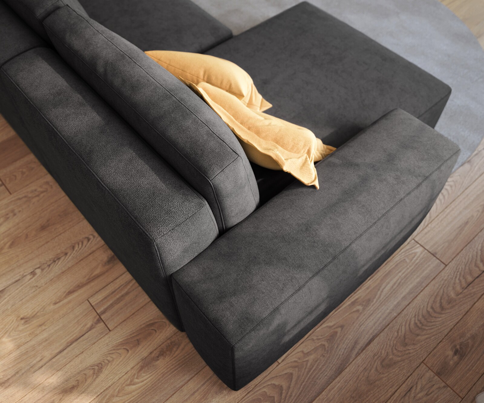 Ecksofa Lanzo 230x155 cm Mikrofaser Schwarz Recamiere variabel 5